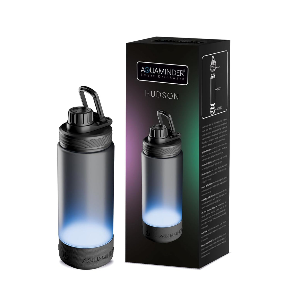 Aquaminder Smart Water Bottle Glows & Beeps