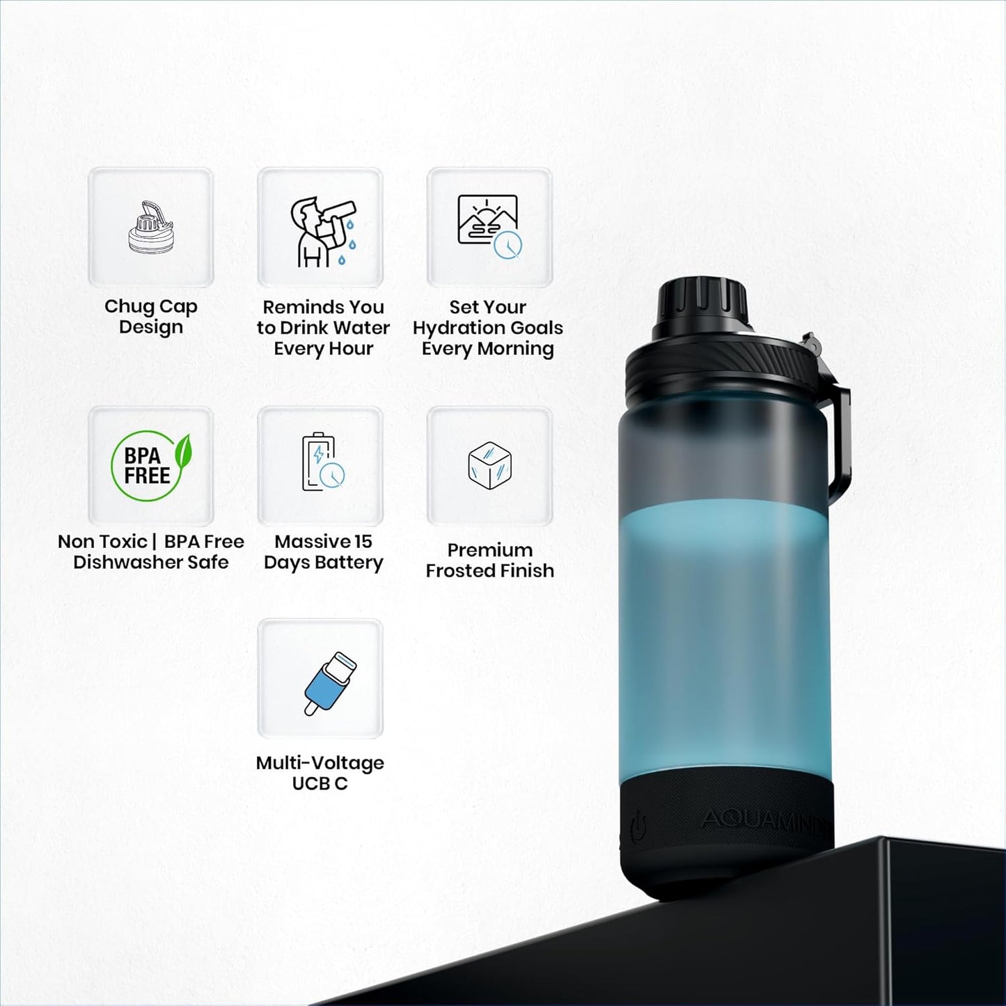 Aquaminder Smart Water Bottle Glows & Beeps