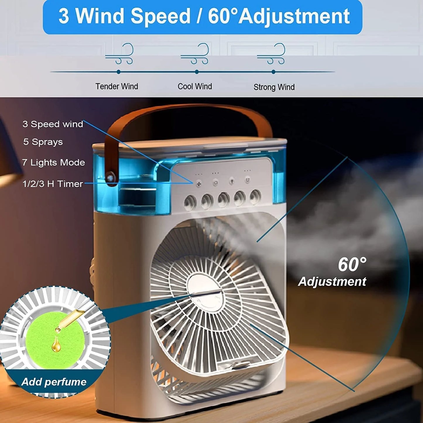 Portable air cooling fan