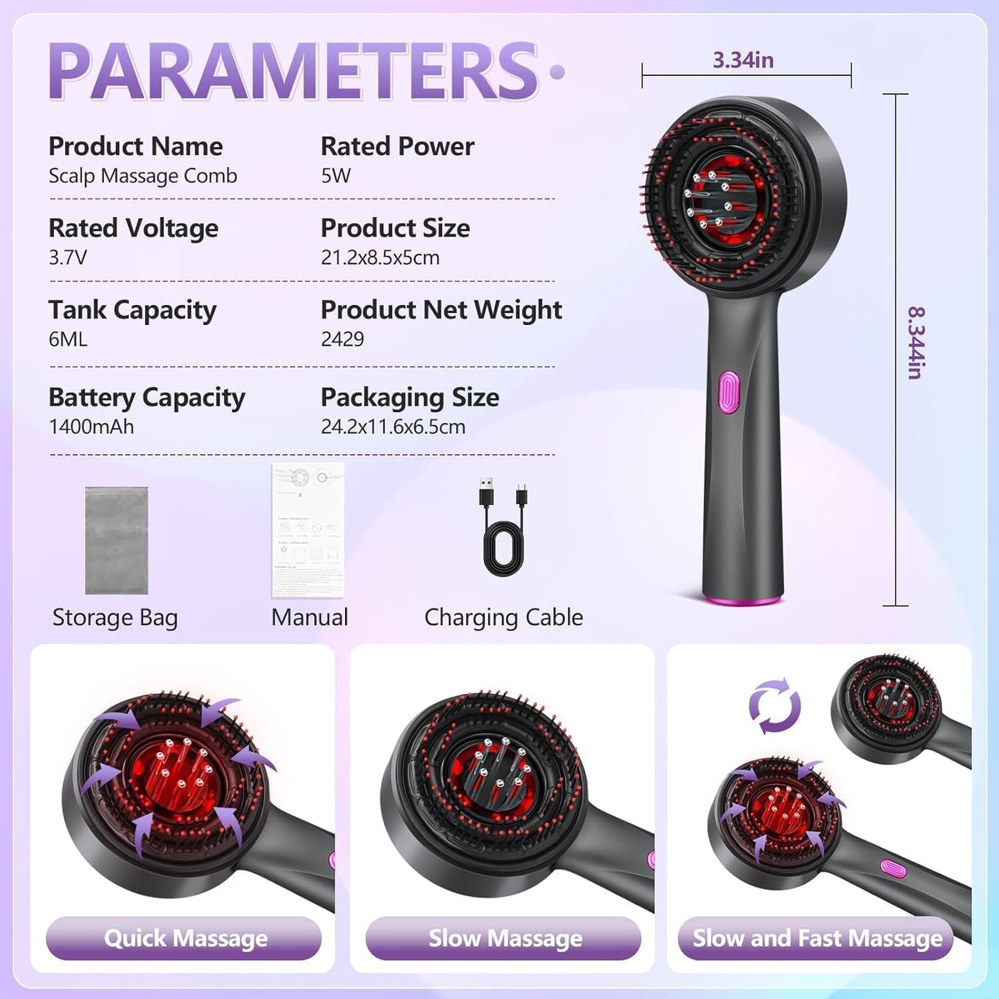 Head Scalp Electric Massager Scalp Massaging Brush