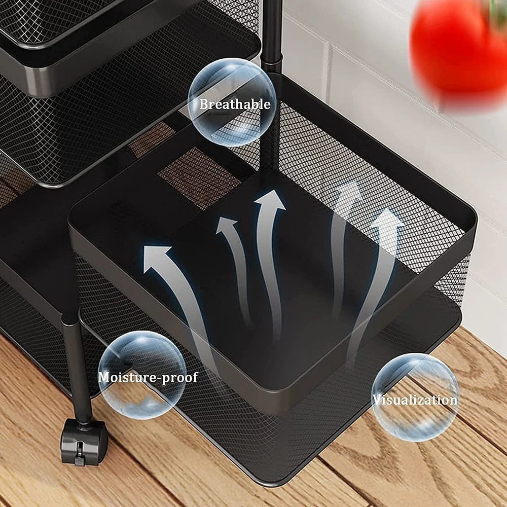 Kitchen metal trolley portable rack (5 shelf)  (4 shelf) (square)