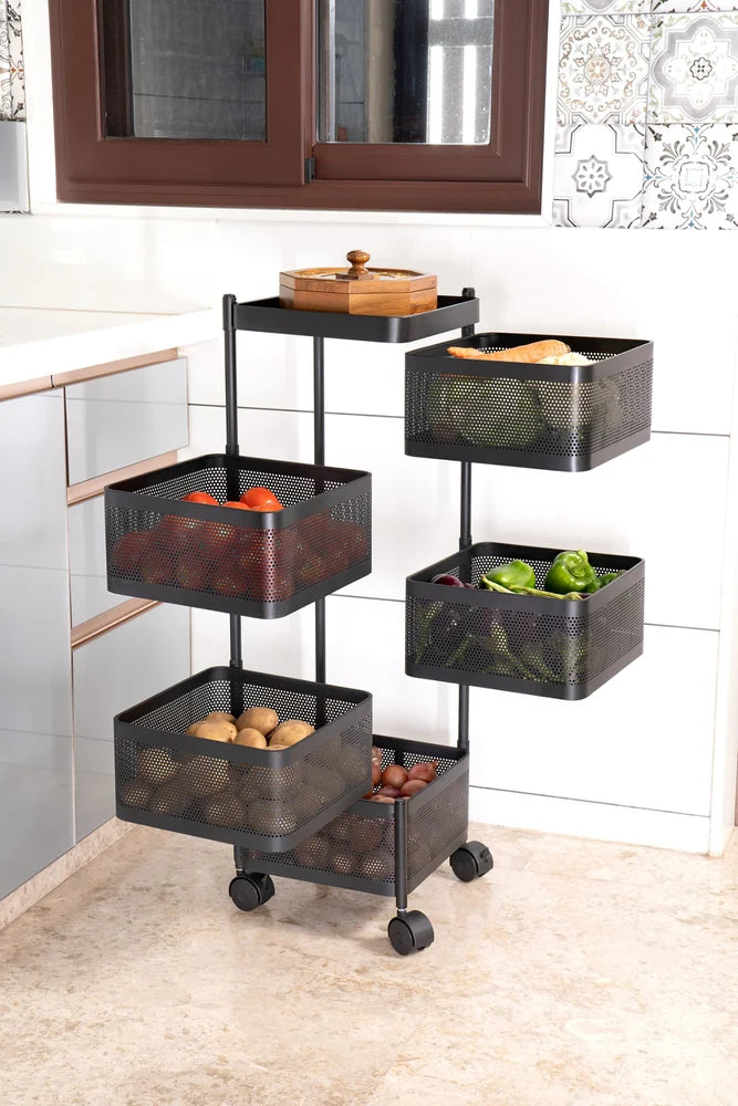 Kitchen metal trolley portable rack (5 shelf)  (4 shelf) (square)