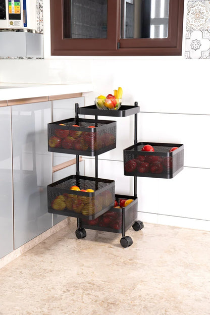 Kitchen metal trolley portable rack (5 shelf)  (4 shelf) (square)